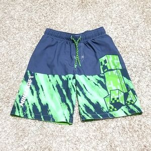 Minecraft Creeper Swim Shorts - Boys Size 7